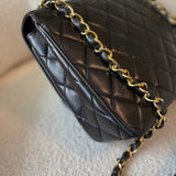 CHANEL Handbag Black Vintage Lambskin Quilted Square CC Flap GHW - Redeluxe