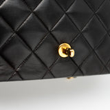 CHANEL Handbag Black Vintage Small Black Lambskin Quilted Diana Flap GHW - Redeluxe