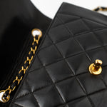 CHANEL Handbag Black Vintage Small Black Lambskin Quilted Diana Flap GHW - Redeluxe