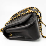 CHANEL Handbag Black Vintage Small Black Lambskin Quilted Diana Flap GHW - Redeluxe