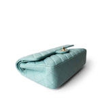 CHANEL Handbag Blue 19C Tiffany Blue Caviar Quilted Medium Classic Flap Light Gold Hardware - Redeluxe