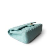 CHANEL Handbag Blue 19C Tiffany Blue Caviar Quilted Medium Classic Flap Light Gold Hardware - Redeluxe