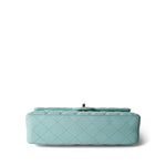 CHANEL Handbag Blue 19C Tiffany Blue Caviar Quilted Medium Classic Flap Light Gold Hardware - Redeluxe