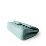 CHANEL Handbag Blue 19C Tiffany Blue Caviar Quilted Medium Classic Flap Light Gold Hardware - Redeluxe