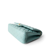 CHANEL Handbag Blue 19C Tiffany Blue Caviar Quilted Medium Classic Flap Light Gold Hardware - Redeluxe