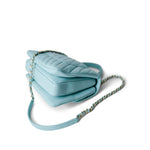 CHANEL Handbag Blue 19C Tiffany Blue Chevron Lambskin Trendy CC Flap Small Light Gold Hardware - Redeluxe