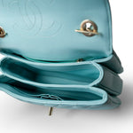 CHANEL Handbag Blue 19C Tiffany Blue Chevron Lambskin Trendy CC Flap Small Light Gold Hardware - Redeluxe