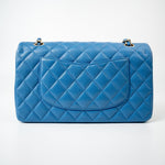 CHANEL Handbag Blue 20S Blue Caviar Quilted Classic Flap Medium Light Gold Hardware - Redeluxe
