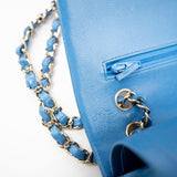 CHANEL Handbag Blue 20S Blue Caviar Quilted Classic Flap Medium Light Gold Hardware - Redeluxe