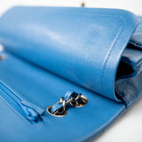 CHANEL Handbag Blue 20S Blue Caviar Quilted Classic Flap Medium Light Gold Hardware - Redeluxe