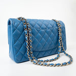 CHANEL Handbag Blue 20S Blue Caviar Quilted Classic Flap Medium Light Gold Hardware - Redeluxe