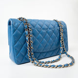 CHANEL Handbag Blue 20S Blue Caviar Quilted Classic Flap Medium Light Gold Hardware - Redeluxe