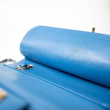 CHANEL Handbag Blue 20S Blue Caviar Quilted Classic Flap Medium Light Gold Hardware - Redeluxe