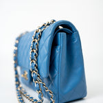 CHANEL Handbag Blue 20S Blue Caviar Quilted Classic Flap Medium Light Gold Hardware - Redeluxe