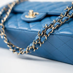 CHANEL Handbag Blue 20S Blue Caviar Quilted Classic Flap Medium Light Gold Hardware - Redeluxe