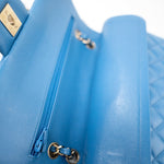 CHANEL Handbag Blue 20S Blue Caviar Quilted Classic Flap Medium Light Gold Hardware - Redeluxe