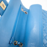CHANEL Handbag Blue 20S Blue Caviar Quilted Classic Flap Medium Light Gold Hardware - Redeluxe