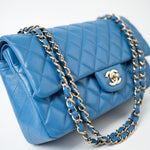 CHANEL Handbag Blue 20S Blue Caviar Quilted Classic Flap Medium Light Gold Hardware - Redeluxe