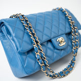 CHANEL Handbag Blue 20S Blue Caviar Quilted Classic Flap Medium Light Gold Hardware - Redeluxe