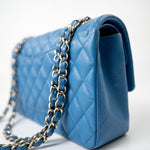 CHANEL Handbag Blue 20S Blue Caviar Quilted Classic Flap Medium Light Gold Hardware - Redeluxe