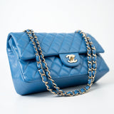 CHANEL Handbag Blue 20S Blue Caviar Quilted Classic Flap Medium Light Gold Hardware - Redeluxe