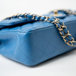 CHANEL Handbag Blue 20S Blue Caviar Quilted Classic Flap Medium Light Gold Hardware - Redeluxe