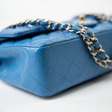 CHANEL Handbag Blue 20S Blue Caviar Quilted Classic Flap Medium Light Gold Hardware - Redeluxe