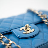 CHANEL Handbag Blue 20S Blue Caviar Quilted Classic Flap Medium Light Gold Hardware - Redeluxe