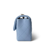 CHANEL Handbag blue 21C Sky Blue Lambskin Quilted Mini Rectangular Flap Light Gold Hardware - Redeluxe
