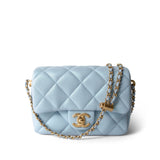 CHANEL Handbag Blue 21K My Perfect Bag Light Blue Caviar Quilted Aged Gold Hardware - Redeluxe