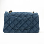 CHANEL Handbag Blue 22B Denim Classic Double Flap Medium Light Gold Hardware - Redeluxe