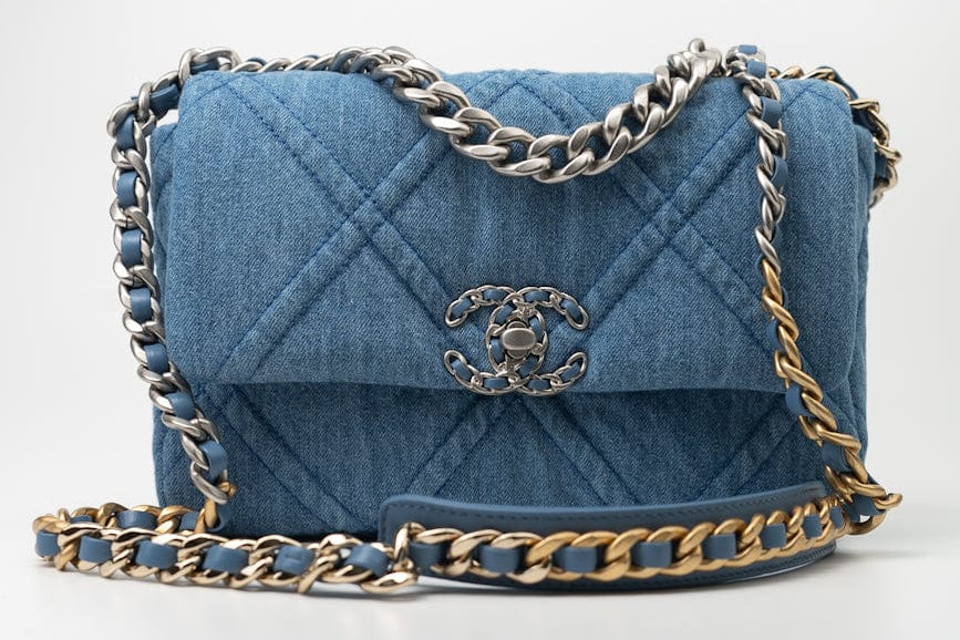 CHANEL Handbag Blue 22P Denim 19 Flap Small Mixed Hardware - Redeluxe