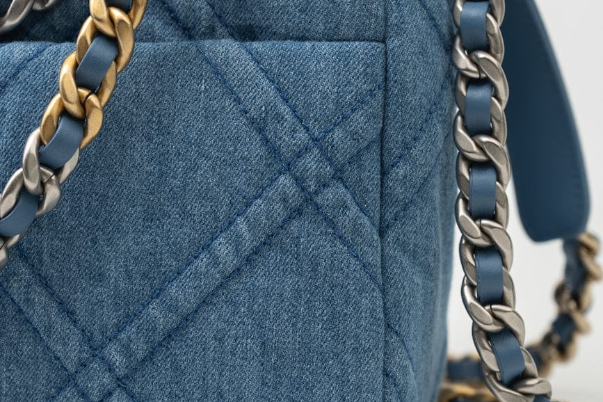 CHANEL Handbag Blue 22P Denim 19 Flap Small Mixed Hardware - Redeluxe