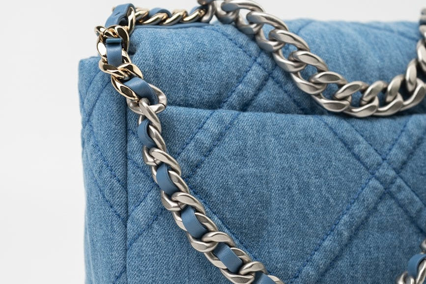CHANEL Handbag Blue 22P Denim 19 Flap Small Mixed Hardware - Redeluxe