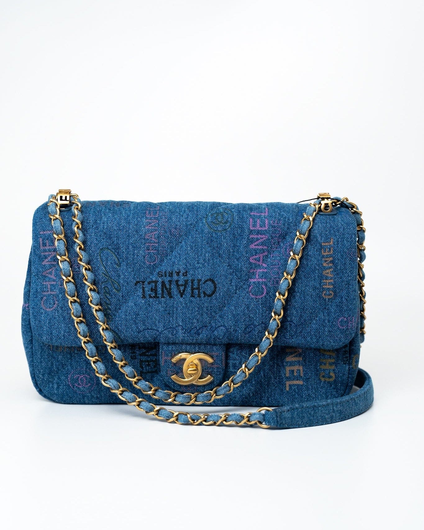 CHANEL Handbag Blue 22P Denim Quilted Single Flap Large AGHW - Redeluxe