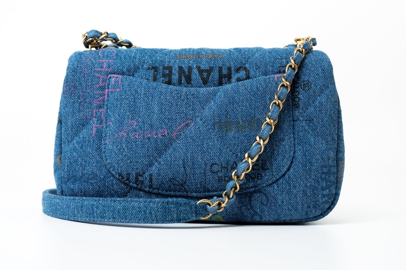 CHANEL Handbag Blue 22P Denim Quilted Single Flap Small AGHW - Redeluxe