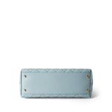 CHANEL Handbag BLUE 22P Light Blue Caviar Quilted Coco Handle Medium (Old Small) Light Gold Hardware - Redeluxe