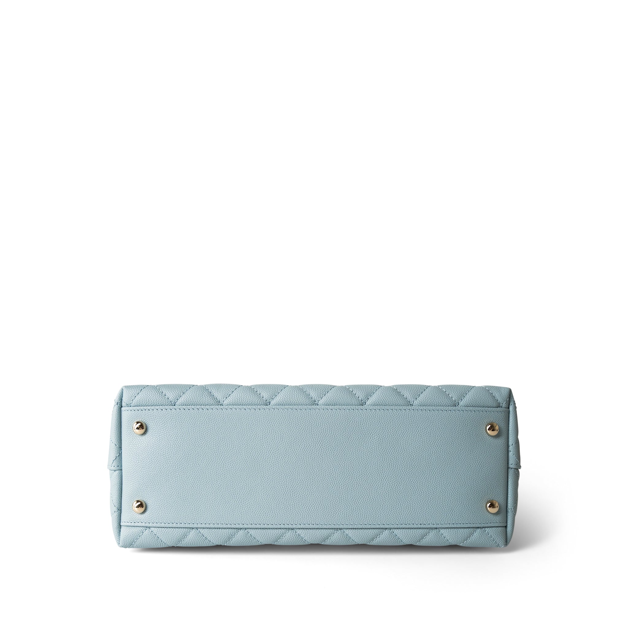 CHANEL Handbag BLUE 22P Light Blue Caviar Quilted Coco Handle Medium (Old Small) Light Gold Hardware - Redeluxe