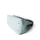 CHANEL Handbag BLUE 22P Light Blue Caviar Quilted Coco Handle Medium (Old Small) Light Gold Hardware - Redeluxe