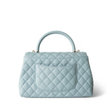 CHANEL Handbag BLUE 22P Light Blue Caviar Quilted Coco Handle Medium (Old Small) Light Gold Hardware - Redeluxe