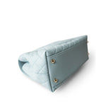 CHANEL Handbag BLUE 22P Light Blue Caviar Quilted Coco Handle Medium (Old Small) Light Gold Hardware - Redeluxe