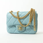 CHANEL Handbag Blue 22P Light Blue Mini Square Enamel Lambskin pending CC  AGHW - Redeluxe