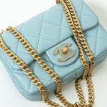 CHANEL Handbag Blue 22P Light Blue Mini Square Enamel Lambskin pending CC  AGHW - Redeluxe