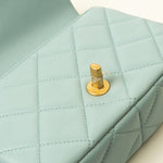 CHANEL Handbag Blue 22P Light Blue Mini Square Enamel Lambskin pending CC  AGHW - Redeluxe