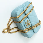 CHANEL Handbag Blue 22P Light Blue Mini Square Enamel Lambskin pending CC  AGHW - Redeluxe