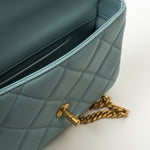 CHANEL Handbag Blue 22P Light Blue Mini Square Enamel Lambskin pending CC  AGHW - Redeluxe