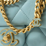 CHANEL Handbag Blue 22P Light Blue Mini Square Enamel Lambskin pending CC  AGHW - Redeluxe