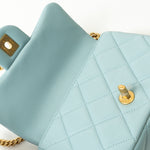 CHANEL Handbag Blue 22P Light Blue Mini Square Enamel Lambskin pending CC  AGHW - Redeluxe