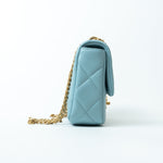 CHANEL Handbag Blue 22P Light Blue Mini Square Enamel Lambskin pending CC  AGHW - Redeluxe