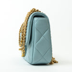 CHANEL Handbag Blue 22P Light Blue Mini Square Enamel Lambskin pending CC  AGHW - Redeluxe
